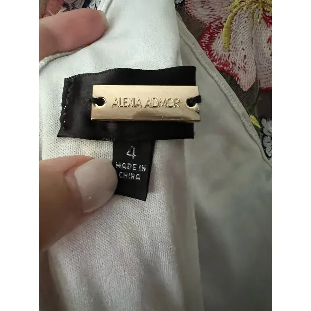 Alexia Admor Women's Floral Embroidered Mesh Overlay Sheath Dress Multicolor  4 - Picture 8 of 10